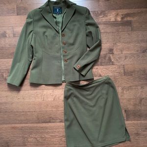 Vintage Olive Skirt Suit Set